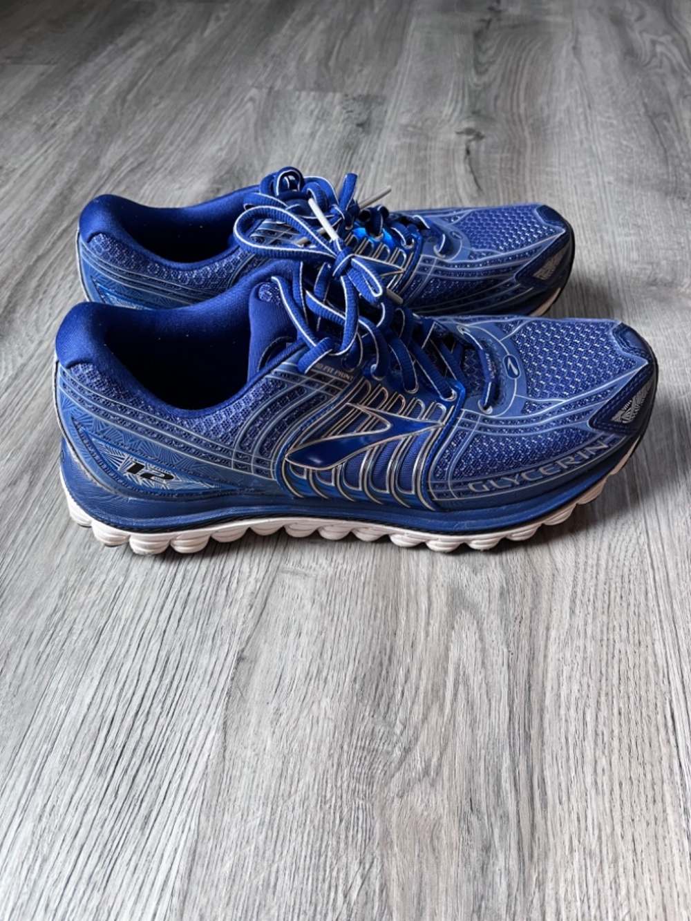 Brooks Glycerin 12 Super DNA Mens Blue Silver Running Shoes 1101671D418 Sz 9.5 d